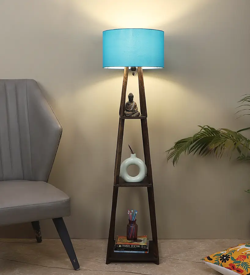 Seasa Wistera Floor Lamp With Shelf – Teal