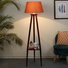 Eartha Bariso Floor Lamp With Shelfs